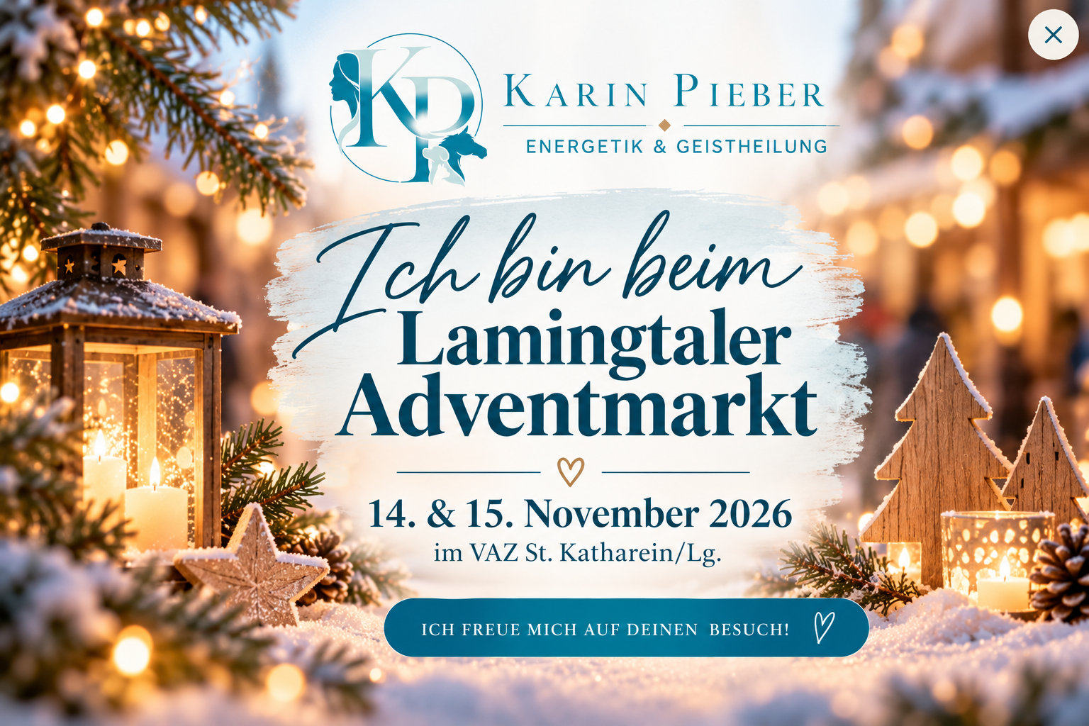 Karin Pieber – Energetik und Geistheilung beim Lamingtaler Adventmarkt am 14. und 15. November 2026 im VAZ St. Katharein an der Laming